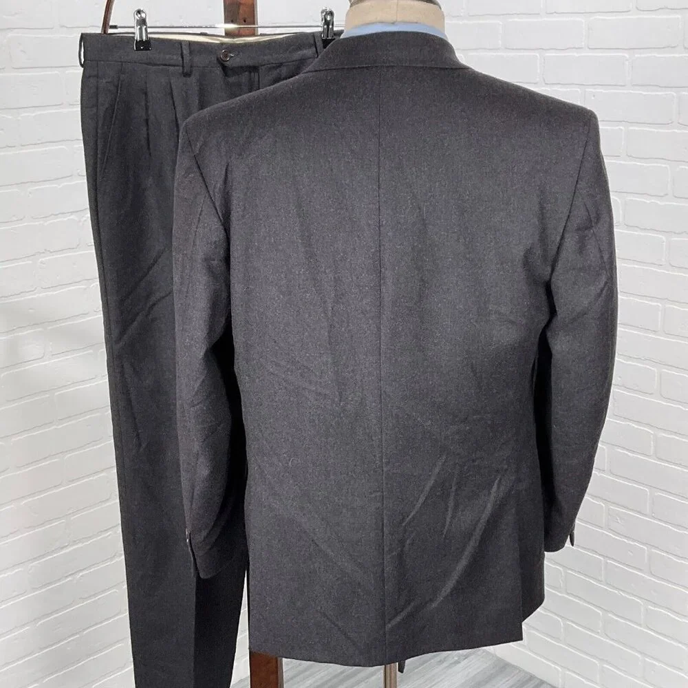 Duca Di Mantova Suit Men 42R 34Wx30L Black Classic Flannel Wool Molteni Gabriele
